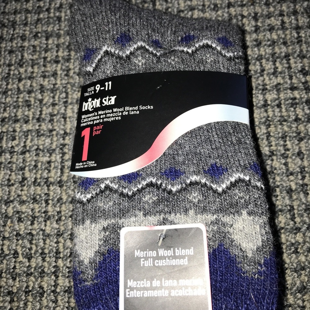 Bright Star Womens Merino Wool Socks Size‎ 9-11 NWT
